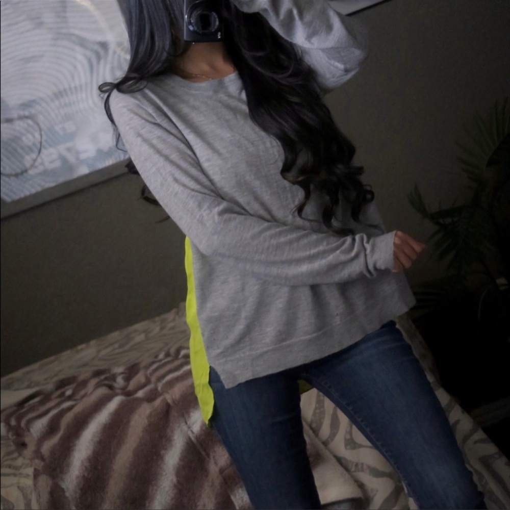 MASON Silk & Cashmere Gray / Neon Yellow Shirt Ashley Mason Medium see last pic